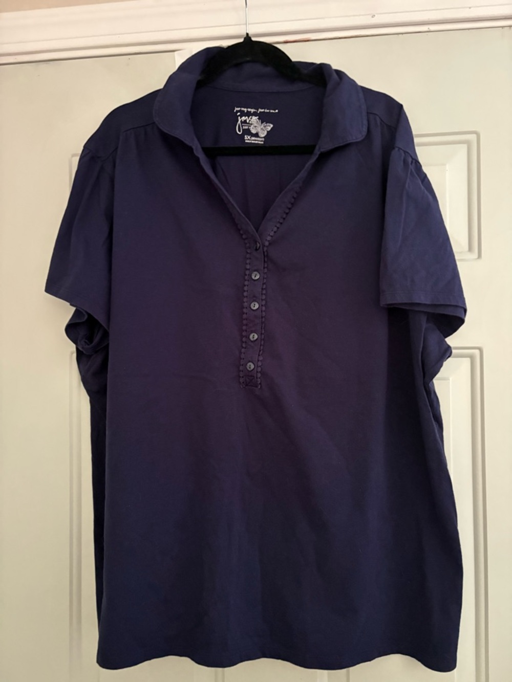 Just My Size Navy Short-Sleeve Polo with Button Placket